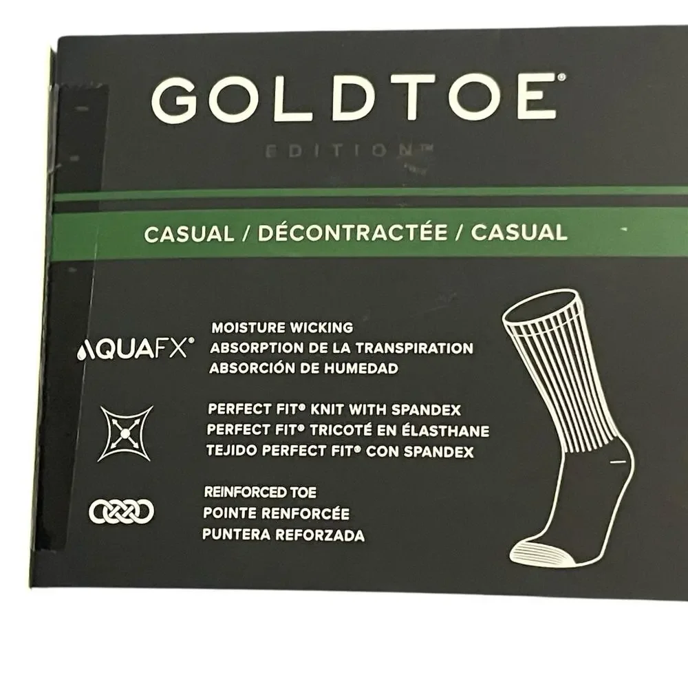 Gold Toe Goldtoe Mens Shoe Size 6-12.5 Casual Ribbed Crew Socks 6 Pack AquaFX